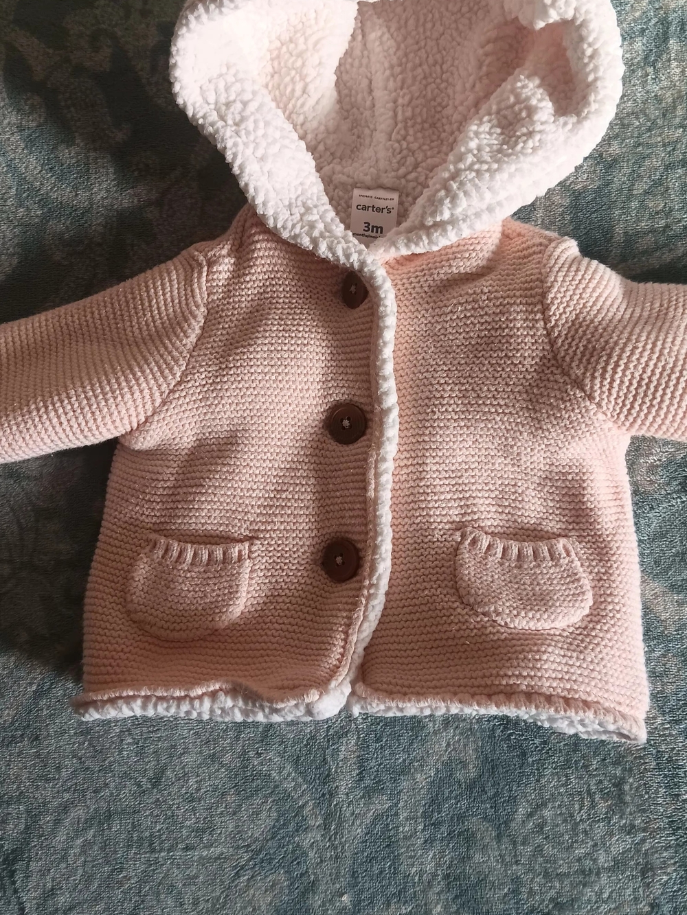 Carter's Baby Plush-Lined Hooded Knit Jacket - Blush Pink